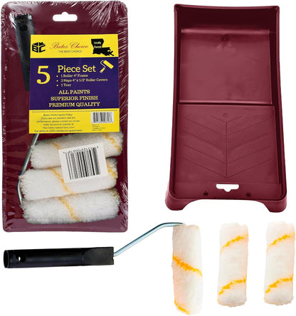 BATES CHOICE VERF TRAY SET: 1 Borstel, 2 Roller Naps, 1 Roller Frame en Lade; Professionele Kwaliteit BATES CHOICE VERF TRAY SET: 1 Borstel, 2 Roller Naps, 1 Roller Frame en Lade; Professionele Kwaliteit