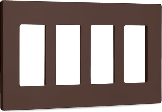 Bates- Screwless Decorator Wall Plates, Brown, 4 Gang Wall Plate