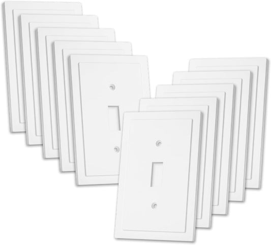 Bates- Light Switch Plates, 10 Pack, 4.9" x 3.2", Modern Edge Decorative Wall Plate Switch Plate Outlet Plate Cover