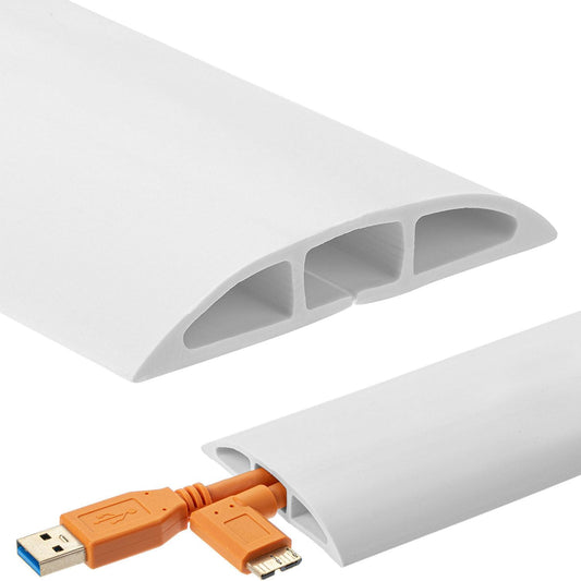 Bates- Floor Cord Cover, 6ft Cable Cover, White, Extension Cord Cover Floor, Cord Protector, Floor Cable Cover, Cord Hider Floor