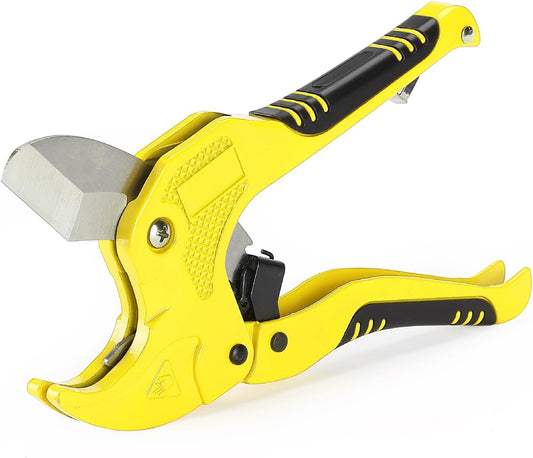 Bates- PVC Pipe Cutter, Cuts up to 1-5/8", Black & Yellow Ratcheting PVC Pipe Cutter Tool, Pipe Cutters PVC Pipe Shears