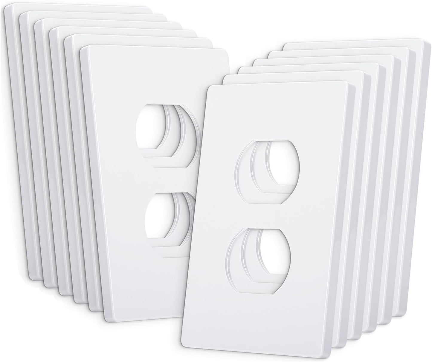 Bates- Screwless Duplex Wall Plate, 12 Pack, White, Screwless Wall Plate Cover, Electric Outlet Cover