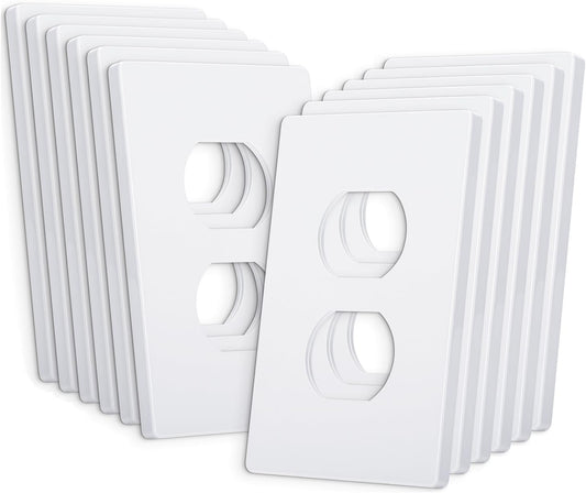 Bates- Screwless Duplex Wall Plate, 12 Pack, White, Screwless Wall Plate Cover, Electric Outlet Cover