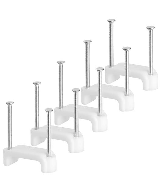 Bates- Cable Clips with Steel Nails, 200 pcs, White, Large, 2-Nail Cord Clips for Wires on Wall