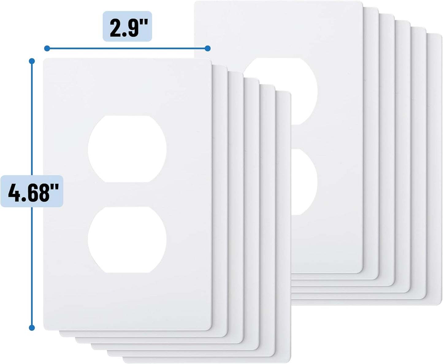 Bates- Screwless Duplex Wall Plate, 12 Pack, White, Screwless Wall Plate Cover, Electric Outlet Cover