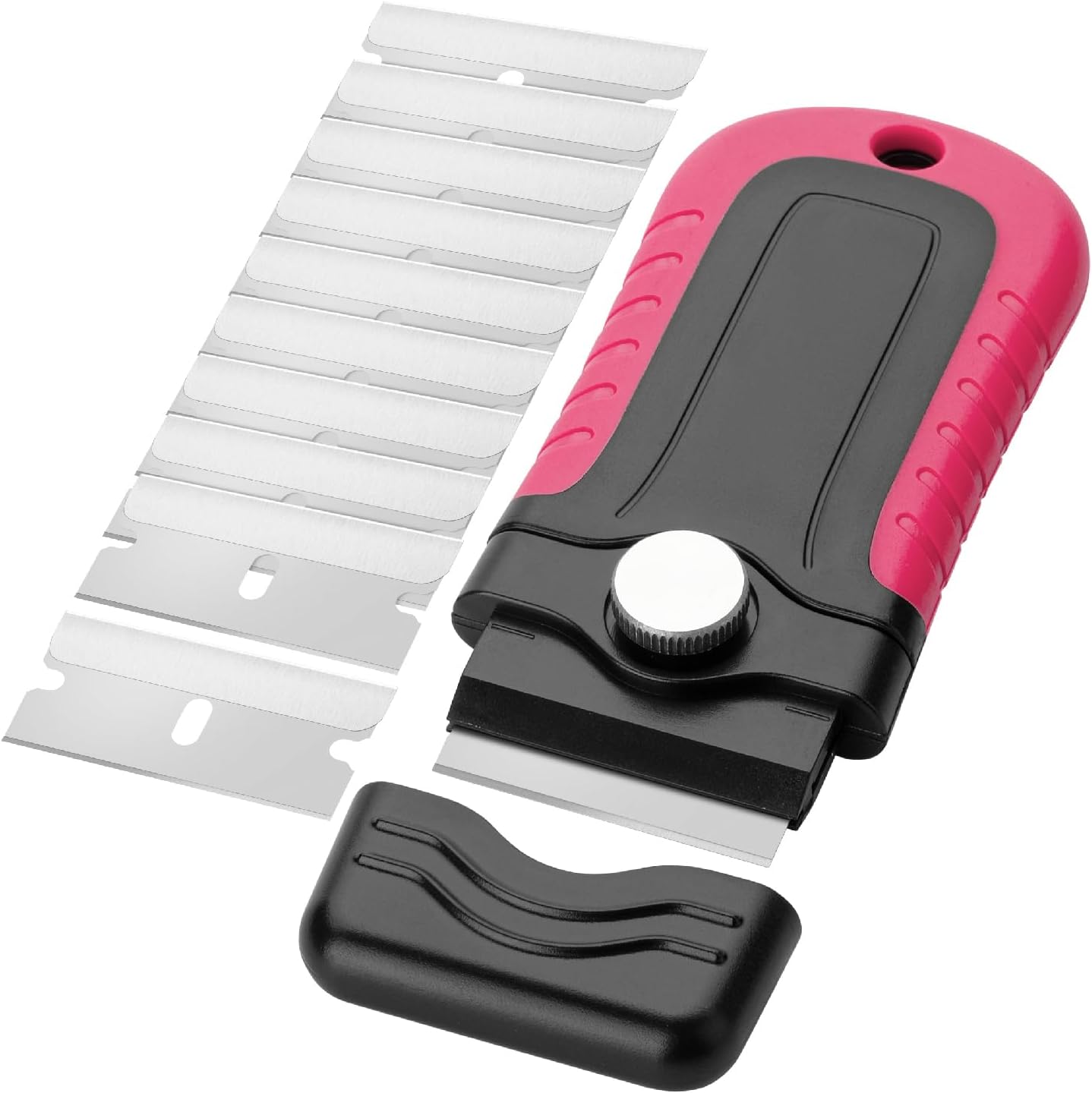 Bates- Razor Blade Scraper, Pink, Locking Razor Scraper Set with 10 Ex ...