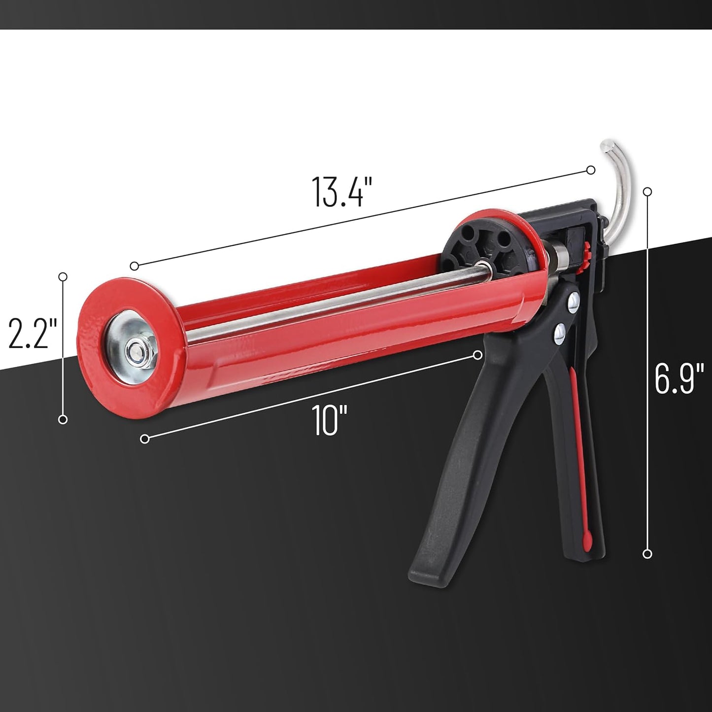 Caulking Gun, 25:1 Thrust Ratio, Black & Red, Caulking Tool Gun