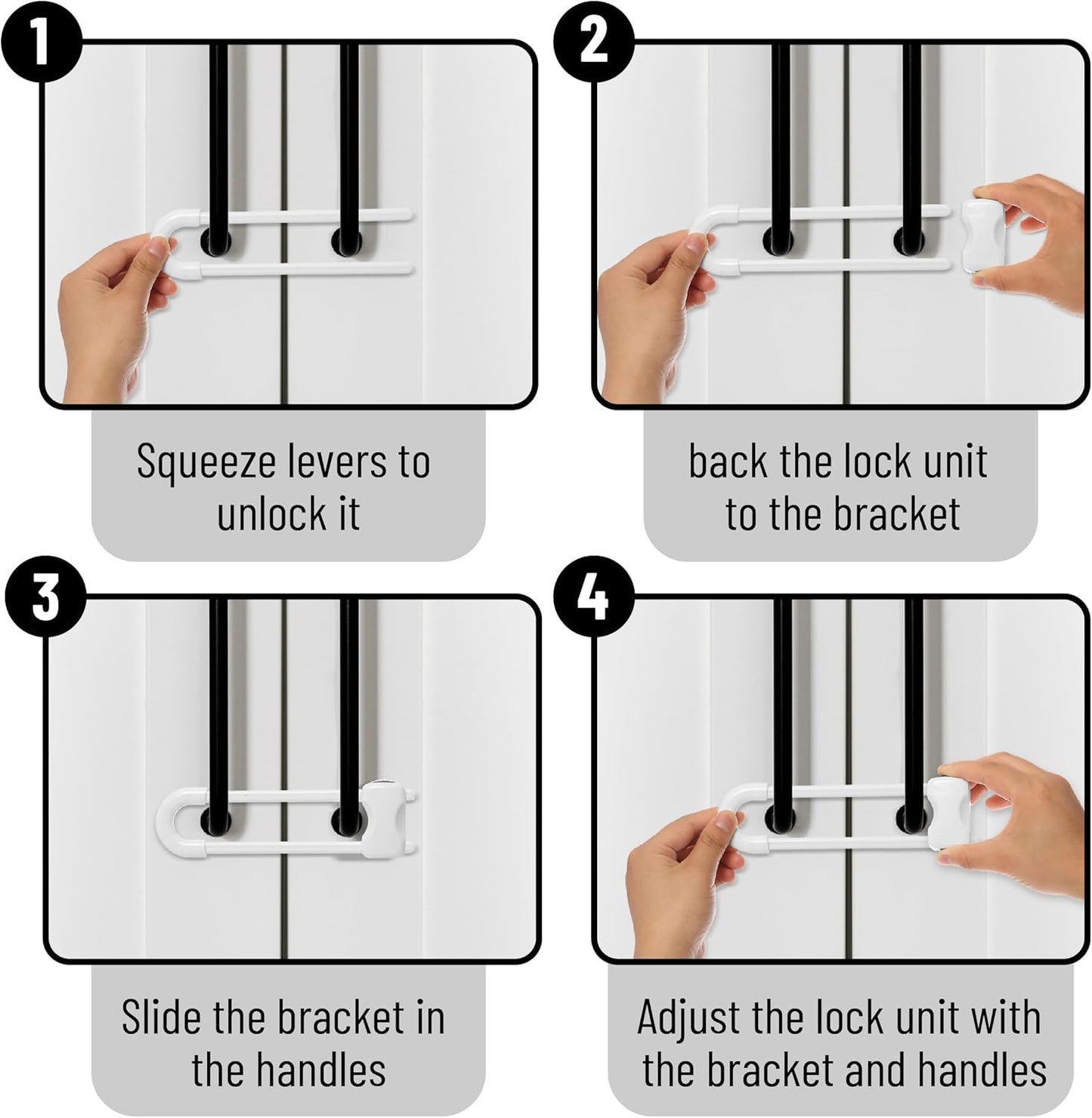 Bates- Baby Sliding Cabinet Locks, 10 Pack, U-Shaped Child Proof Cabinet Locks Baby Proofing Cabinets