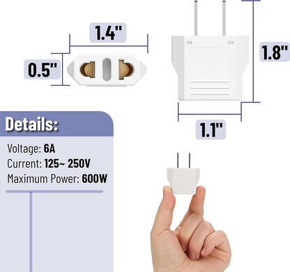 Bates- European to US Plug Adapter, 8 Pack, EU to US Plug Adapter