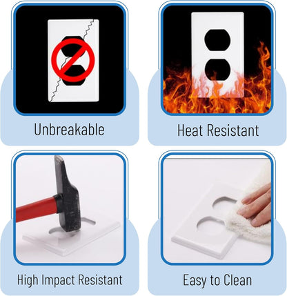 Bates- Screwless Duplex Wall Plate, 12 Pack, White, Screwless Wall Plate Cover, Electric Outlet Cover