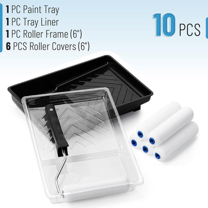 Bates- Paint Roller Kit, 9 pcs, 6-Inch Foam Paint Roller Tray, Paint Roller Set