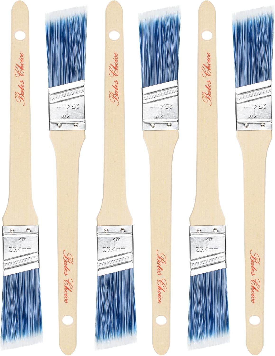 Bates- Paint Brushes, 1-Inch, 6 Pack, Angle Brushes