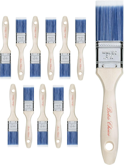 Bates- Paint Brushes, 1-Inch, 12 Pack, Treated Wood Handle, Paint Brushes for Walls, Stain Brush