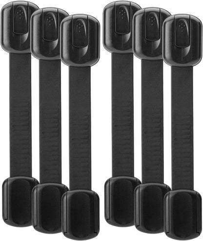 Bates- Child Safety Strap Locks, 6 Pack, Black Baby Cabinet Locks