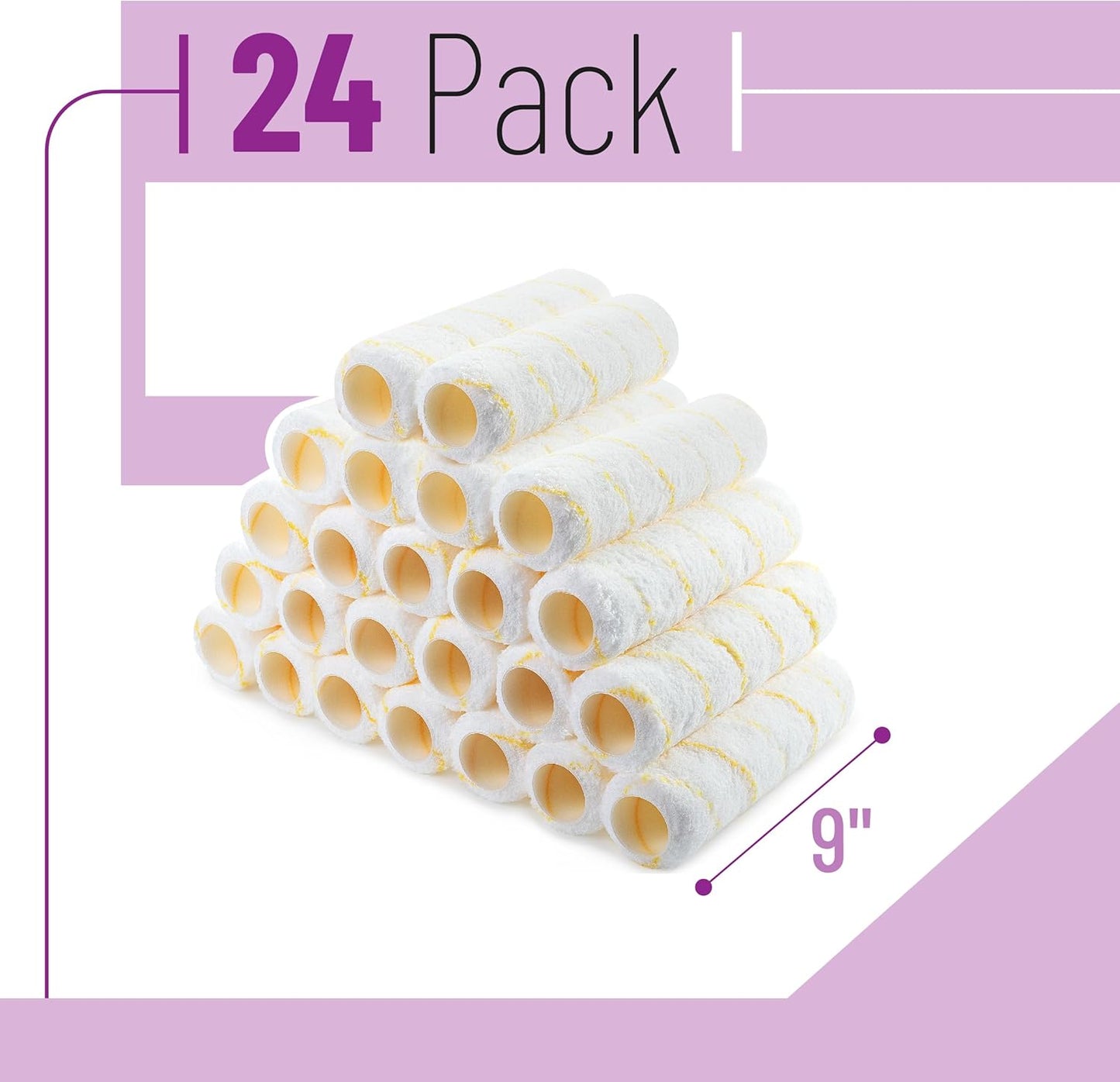 Paint Roller Covers, 9", Pack of 24, Covers for Paint Rollers 9 Inch