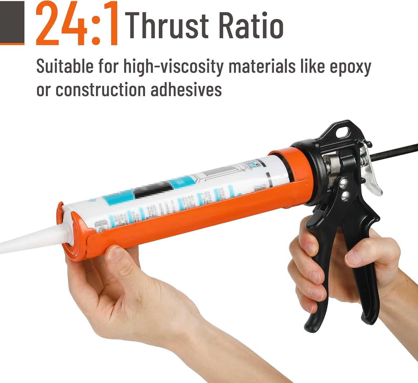 Bates- Caulking Gun, 24:1 High Thrust Ratio, Orange, Caulking Tool Gun