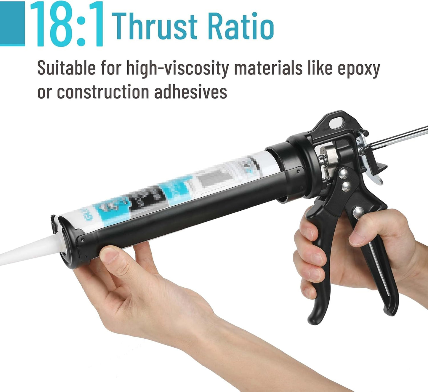 Bates- Caulking Gun, 18:1 Thrust Ratio, Black, Caulking Tool Gun