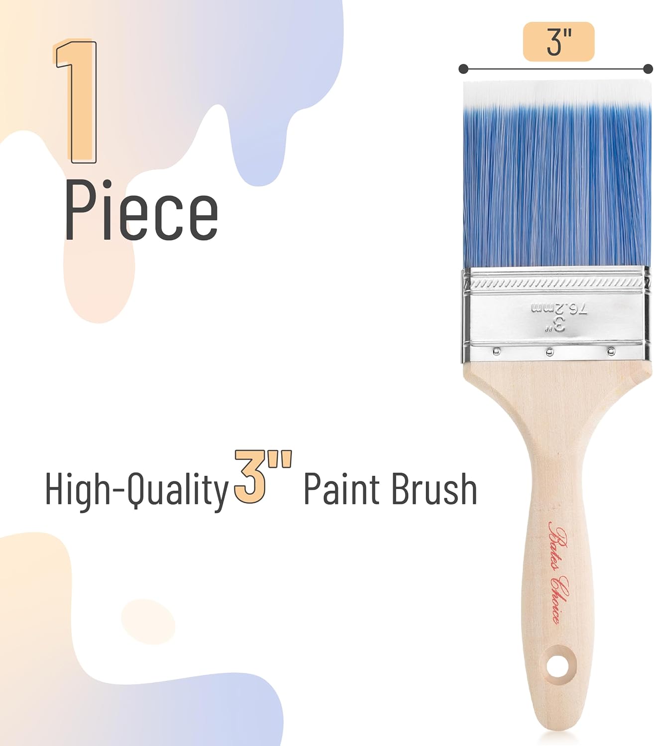 Bates- Paint Brushes, 3-Inch, 1 Pack, Treated Wood Handle