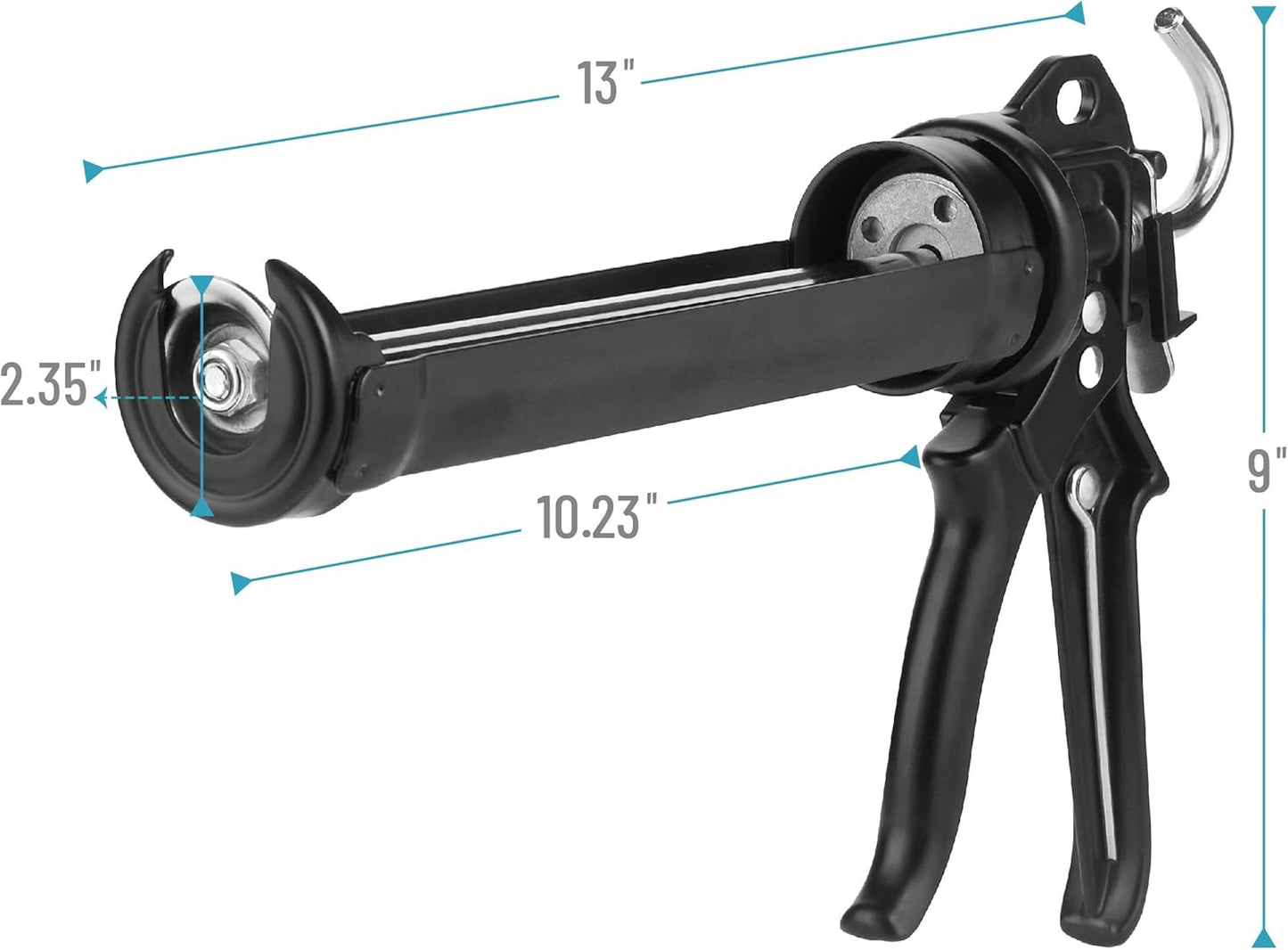 Bates- Caulking Gun, 18:1 Thrust Ratio, Black, Caulking Tool Gun