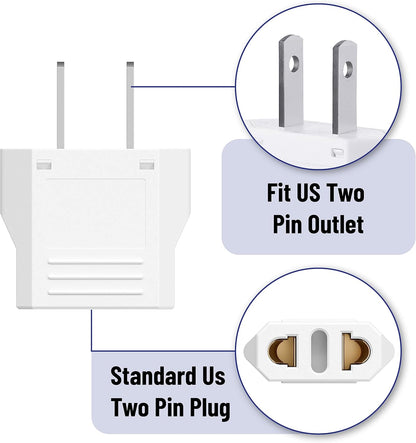 Bates- European to US Plug Adapter, 8 Pack, EU to US Plug Adapter