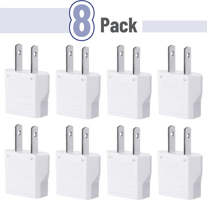 Bates- European to US Plug Adapter, 8 Pack, EU to US Plug Adapter