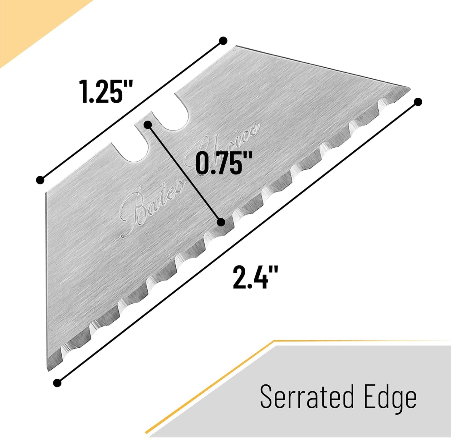 Bates- Utility Knife Blades with Serrated Edge, 40 Pack