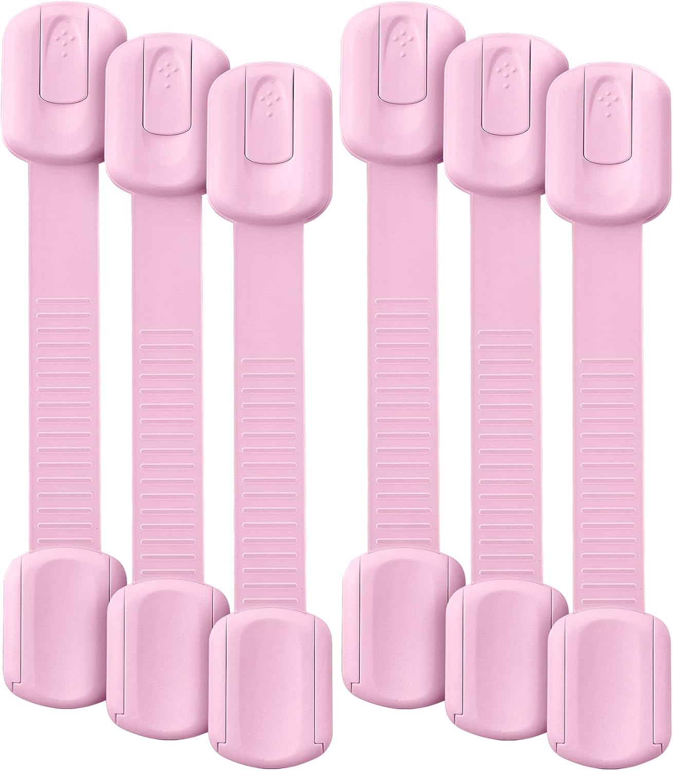 Bates- Child Safety Strap Locks, 6 Pack, Pink Baby Cabinet Locks, Toilet Locks Baby Proof