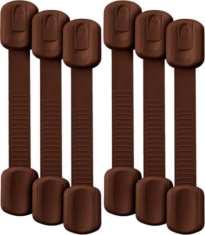 Bates- Child Safety Strap Locks, 6 Pack, Brown Baby Cabinet Locks