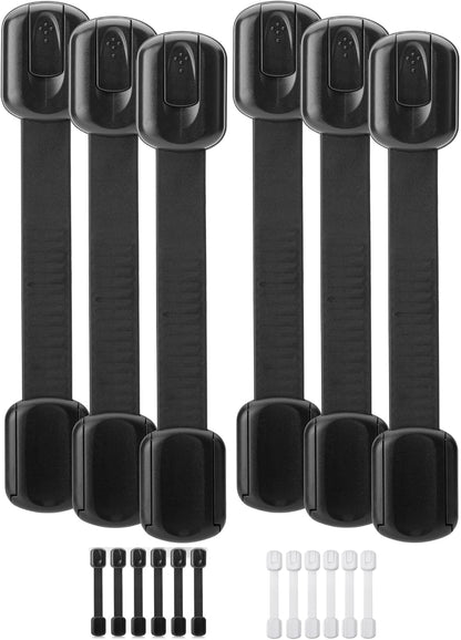 Bates- Child Safety Strap Locks, 6 Pack, Black Baby Cabinet Locks