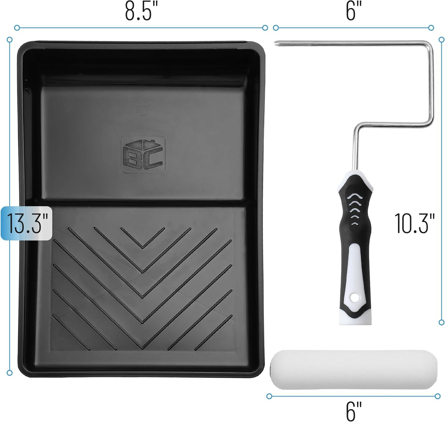 Bates- Paint Roller Kit, 9 pcs, 6-Inch Foam Paint Roller Tray, Paint Roller Set