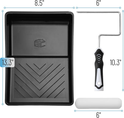 Bates- Paint Roller Kit, 9 pcs, 6-Inch Foam Paint Roller Tray, Paint Roller Set