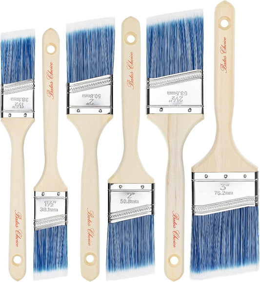 Bates- Paint Brushes, 6 Pack, 1.5", 2", 2.5", 3", Angle Brushes, Treated Wood Handle