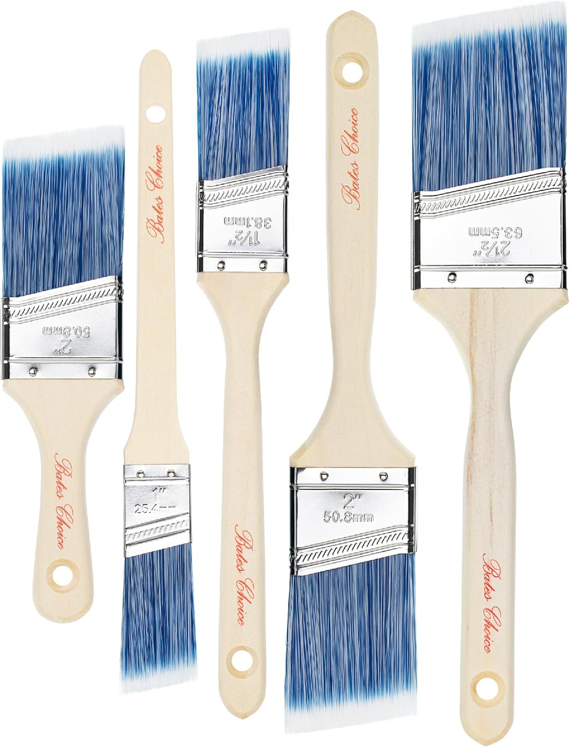 Bates- Paint Brushes, 5 Pack, 1", 1.5", 2", 2.5", Angle Brushes