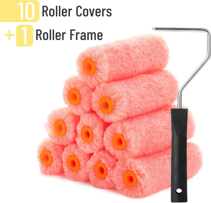 Bates- Paint Rollers, 4 inch Paint Roller with 10 Covers, Small Paint Roller,