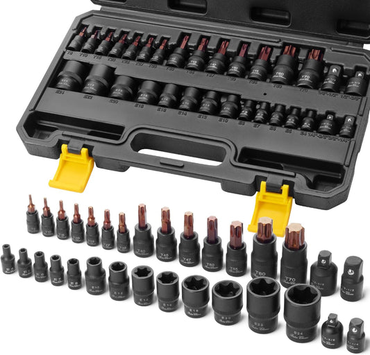 Bates- Torx Bit Socket Set & External Socket Set, 31 pcs, Star T8-T70