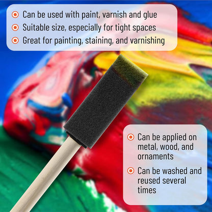 Bates- Foam Paint Brushes, 200 Pack, Foam Brushes 1 inch, Sponge Brushes