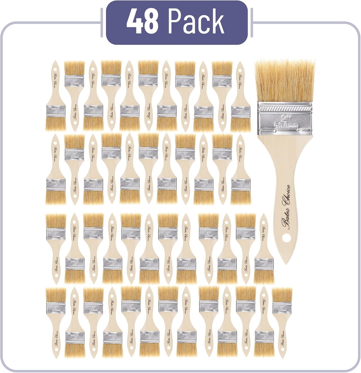 Bates- Chip Paint Brushes, 2 Inch, 48 Pack, Chip Brush