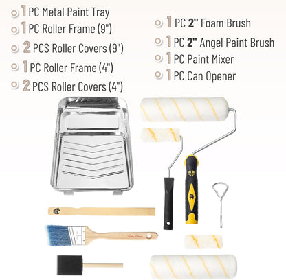 Bates- Paint Tray Set, 11 pcs, Paint Roller Kit, Paint Rollers 9 Inch