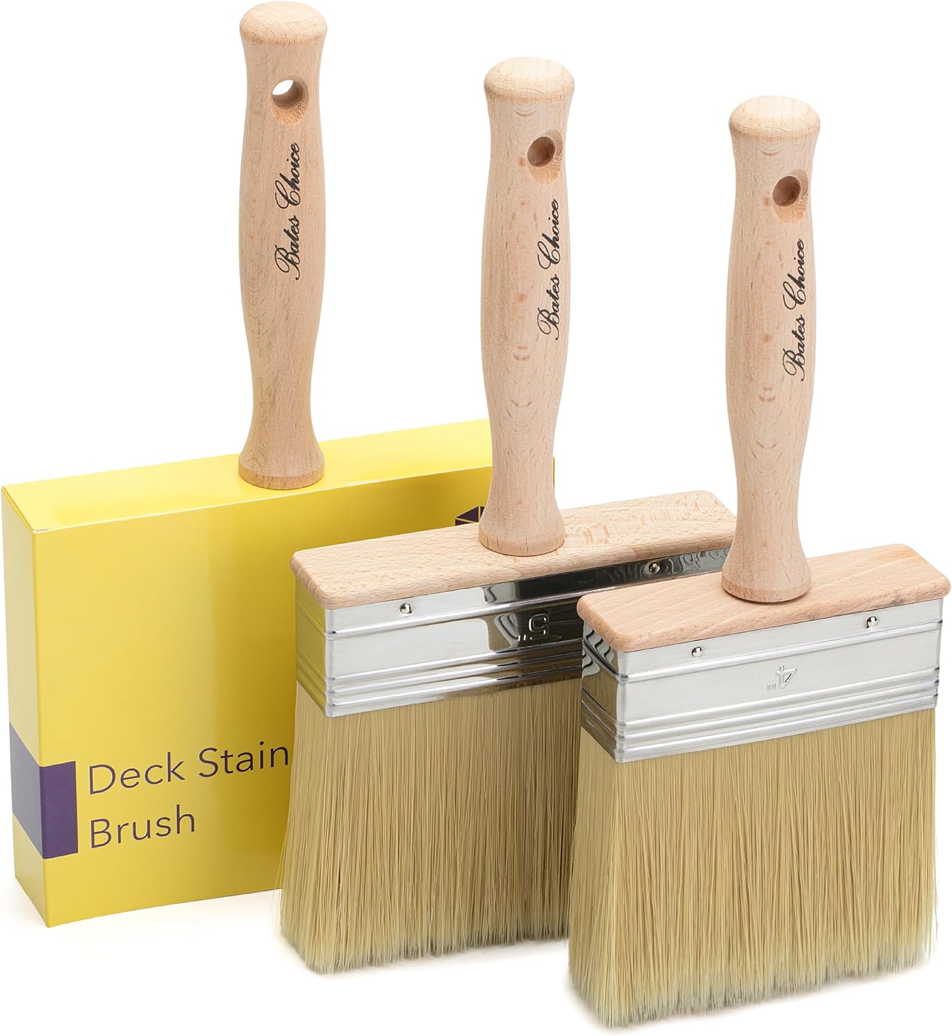 Bates- Deck Stain Brush Set, 4”, 5” and 6”, Stain Brushes for Wood, Deck Stain Applicator, Deck Brush