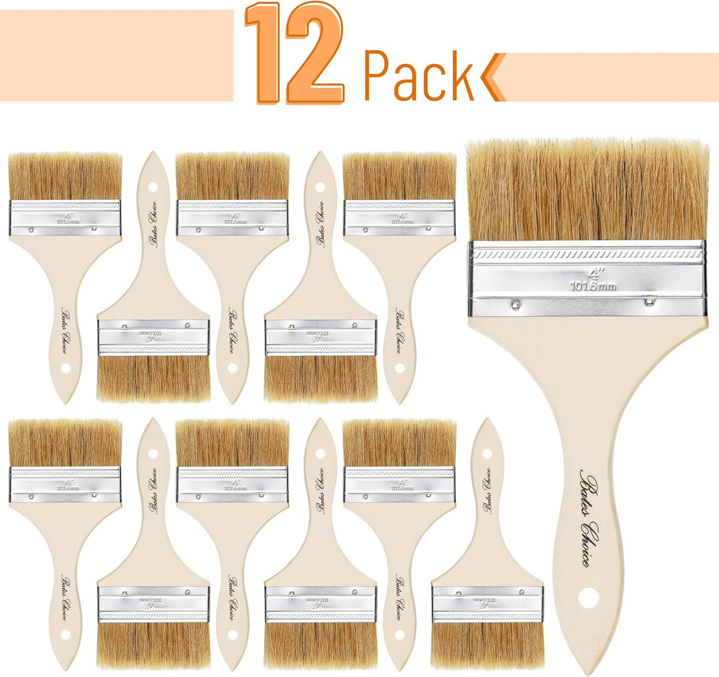 Bates- Chip Paint Brushes, 4 Inch, 12 Pack, Chip Brush, Brushes for Painting