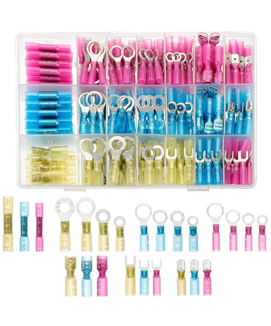 Bates- Heat Shrink Wire Connectors Kit, 320 pcs, Ring Fork Spade Butt Splices