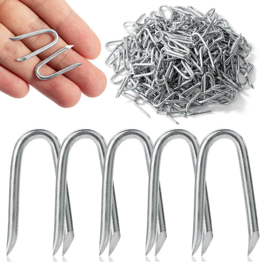 Bates- Fence Staples, 200 pcs, 1", Galvanized Steel Fencing Staples, U Shaped Nails for Wood, U Nails for Wood
