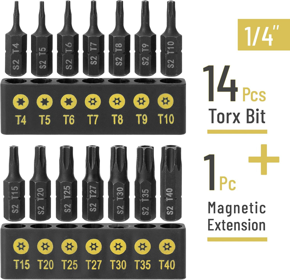 Tri Bit Set Metric Standard Security Bits 14-Piece Tamper Proof Torx Bit Set ...