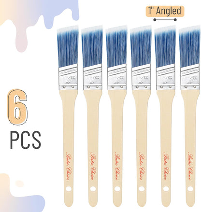 Bates- Paint Brushes, 1-Inch, 6 Pack, Angle Brushes