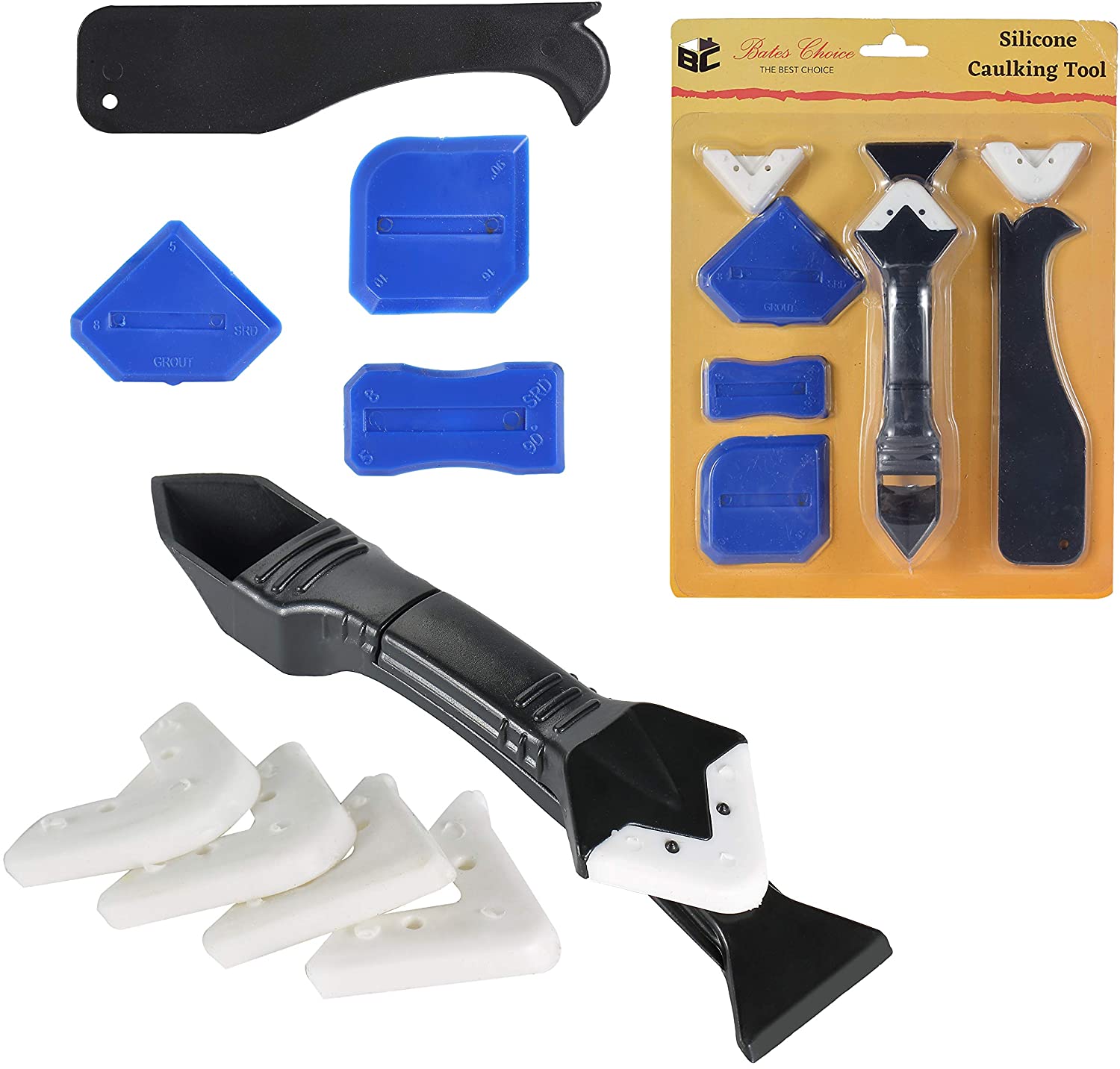 Details about   Caulking Finishing Tools Set 5-in-1 Glass Glue Silicone Angle Scraper Tool Kit 