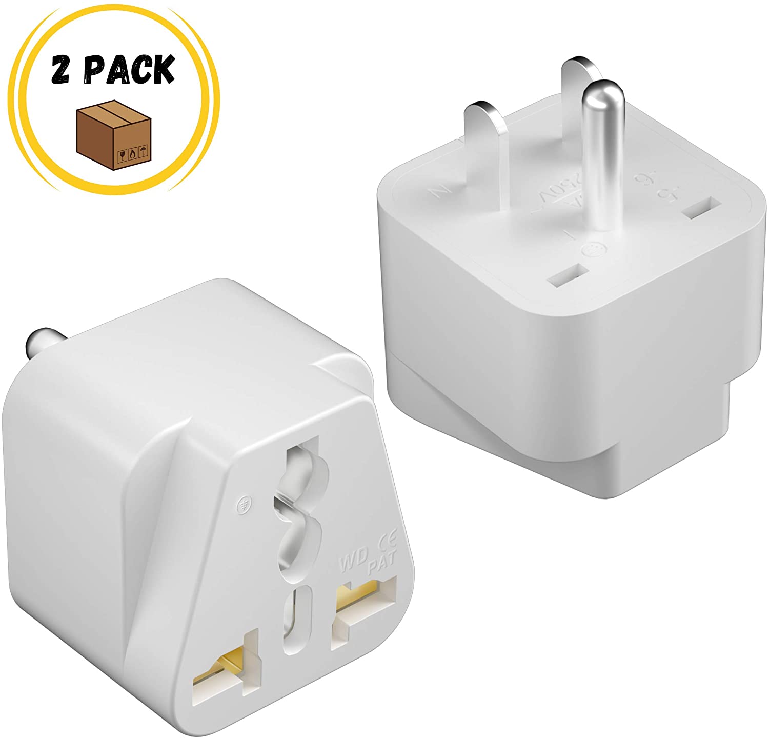 Bates- Universal to American Outlet Plug Adapter, 2 Pack, Canada Universal Travel  Plug Adapter, 2 pc, UK to US Adapter, US Plug Adapter - Bates Choice