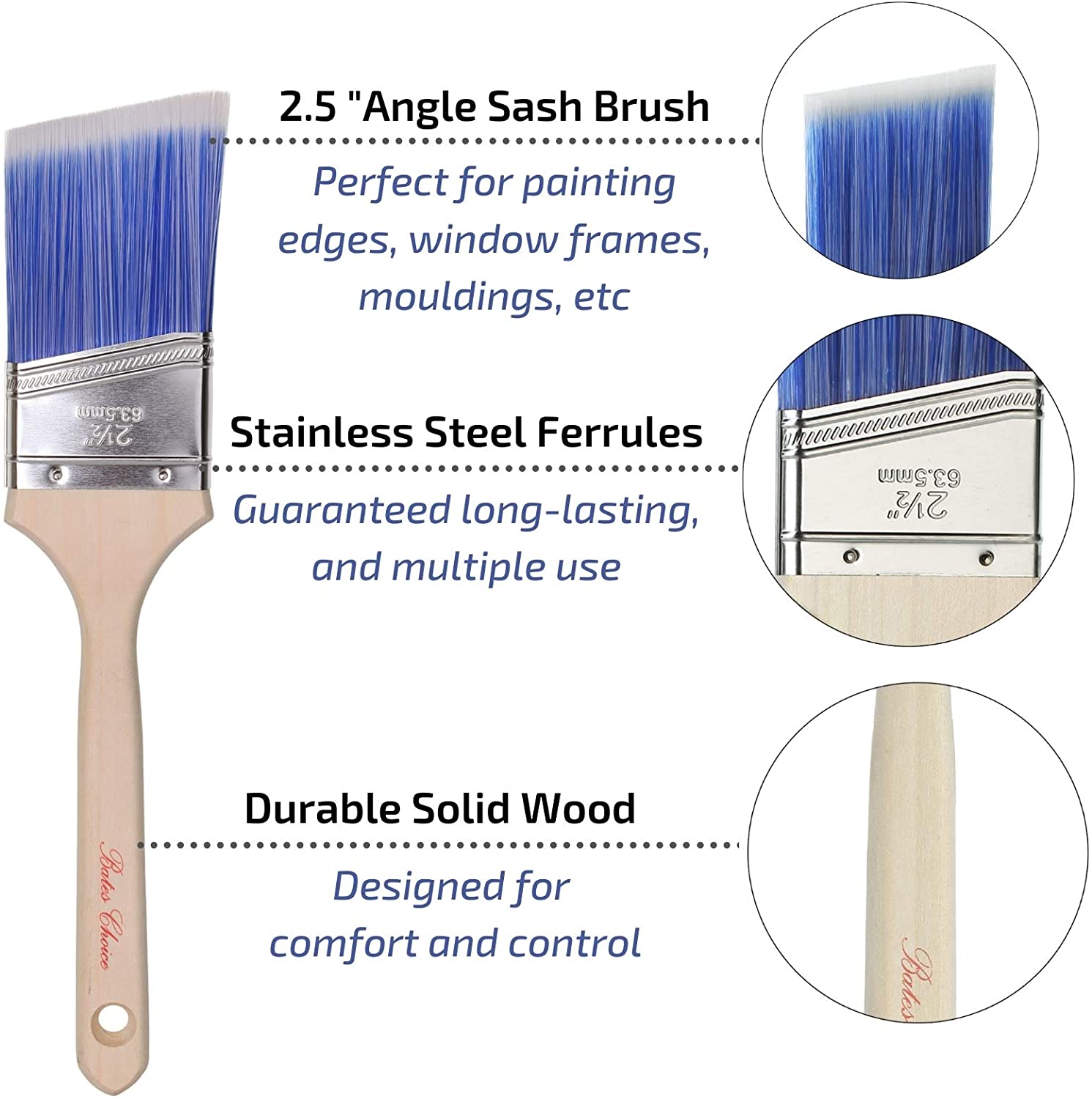 Bates Paint Brushes - 4 Pack, Treated Wood Handle, Paint Brush, Paint  Brushes Set, Professional Brush Set - Bates Choice