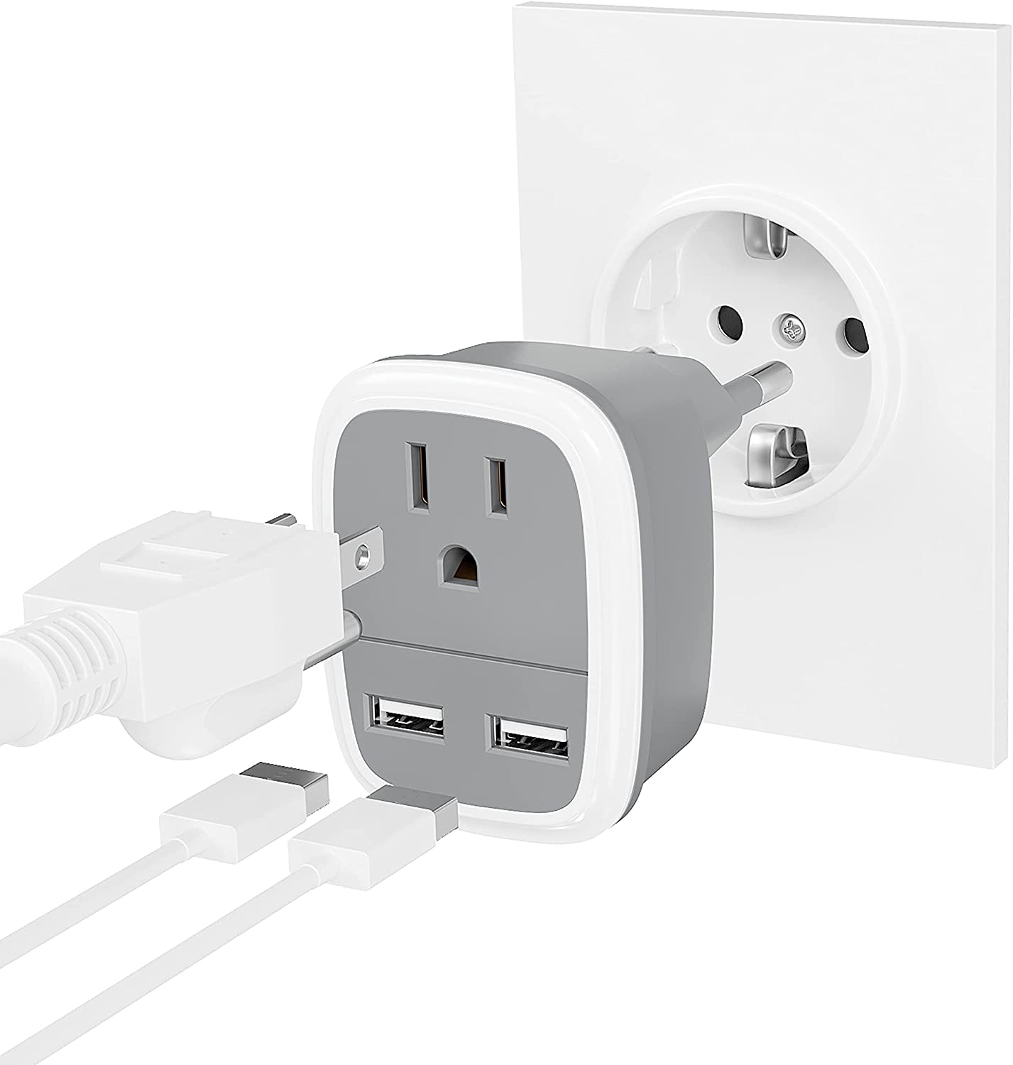 Bates- European Plug Adapter, 2 pc, Travel Adapter, US to Europe Plug  Adapter, EU Adapter, Electrical Adapters, Converter Plug
