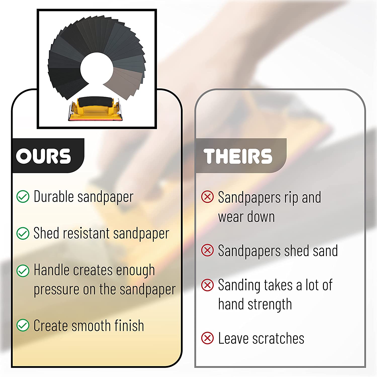 Bates- Sand Paper with 1 Handle, 36 Pack, Sandpaper, Sandpaper Assortment,  Sand Paper Variety - Bates Choice