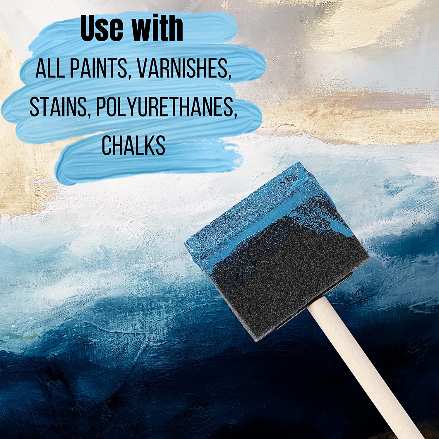 Foam Paint Brushes, 4 Inch, 8 pcs, Foam Brush, Sponge Brush, Sponge Brushes  for Painting, Sponge Paint Brush, Foam Brushes for Staining, Paint